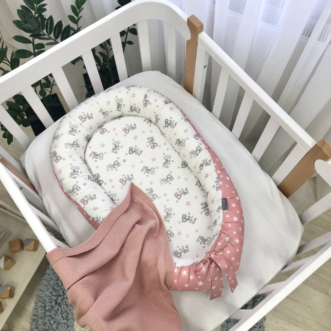 Protectie somn-Baby nest patut bebe Baby stars roz